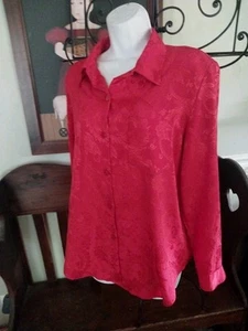 BLUSA KATHY CHE VINTAGE ROJA ESTAMPADO FLORAL TALLA POLIÉSTER SEDOSO LAVABLE - Imagen 1 de 5