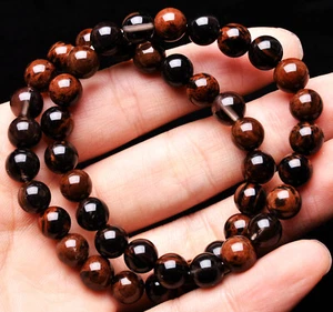 8mm 2Pcs Natural Black Auralite 23 Crystal Crystal Gemstone Round Beads Bracelet - Picture 1 of 6