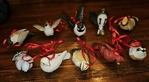 Rare Lenox Bird Ornaments Set 10 Birds Cardinal Finch Vintage HTF Box Red Ribbon - Picture 1 of 24