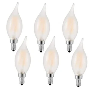 E12 Candelabra Bulb 60watt, Frosted LED Chandelier Frosted Glass 2700K 6w 6pack - Picture 1 of 8