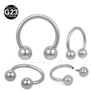 G23 Titanium Internally Threaded Horseshoe Circular Barbell Ear Lip Septum Ring - Picture 1 of 4