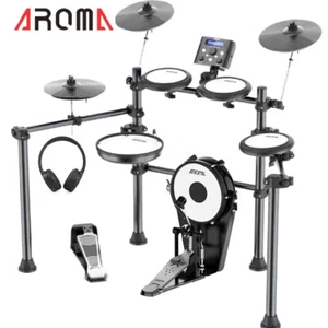 8 Piece Electric Electronic Drum Kit Mesh Heads 10" Kick Headphones Aroma TDX210 - Picture 1 of 3