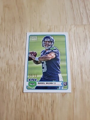 2012 Topps Magic RUSSELL WILSON Mini Pigskin 16/50 #181 Rookie Seahawks Steelers - Image 1 of 4
