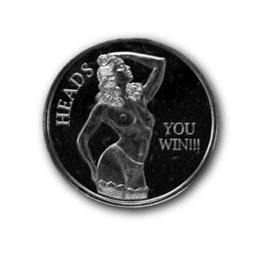 Heads You Win Tails You Lose Adult 1/10 Oz 999 Silver Art Round Medal Bullion - Picture 1 of 2