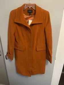 LL Bean Women’s NWT Burnt Orange Luxe Wool Coat Button Up Wool Blend Size 4 - Picture 1 of 10