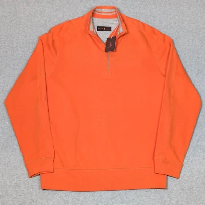 Robert Talbott 1/4 Zip Sweater Mens Large Pima Cotton Orange NEW MSRP $178 - Image 1 of 4