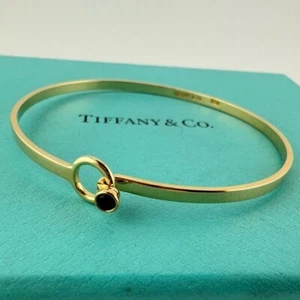 Vintage Tiffany & Co. 18k Yellow Gold Sapphire Hook and Eye Bracelet 10.7g - Picture 1 of 7