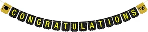 Glückwunschbanner schwarz gold Glitzer Glückwünsche Abschluss Senior High School Colle - Bild 1 von 7