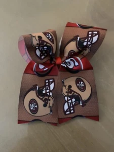 Schöne~San Francisco 49ers~rot~braun~Fußball~Cheer Bow~große~Haarschleife~Mädchen - Bild 1 von 1