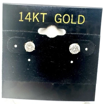 14k White Gold .90ctw Round Cut Diamond Stud Earrings - Image 1 of 3