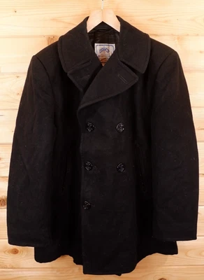Vintage DSCP Wool Enlisted Military Pea Coat Jacket 44 Reg Black - Image 1 of 4