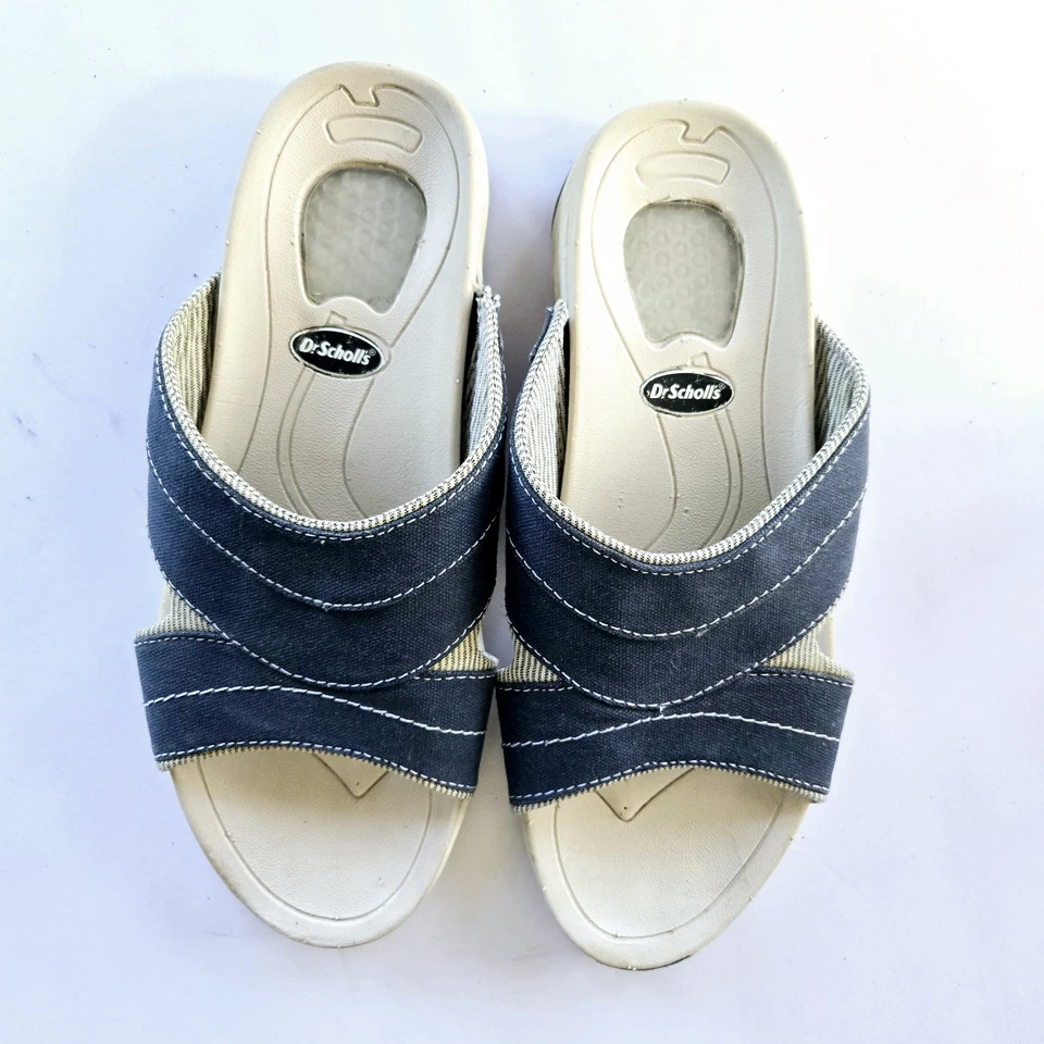 Sandalias deportivas Dr. Scholls 8M Pacific para mujer azul gris punta abierta sin cordones Foto 1 de 4