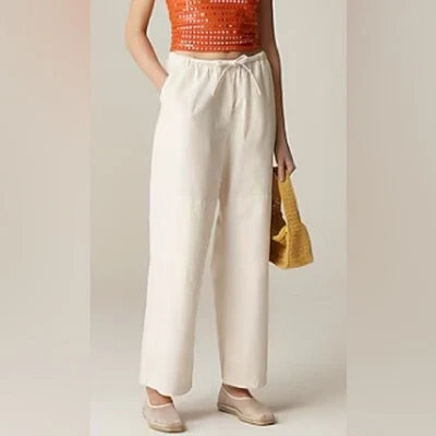 J. Pantalón utilitario relajado de lino de verano Crew para mujer en mezcla de algodón, talla grande Foto 1 de 4