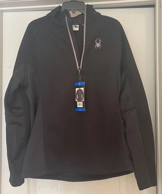 Spyder Hombre Salida 1/4 Cremallera Negro Sudador Talla Grande Nuevo Con Etiquetas Foto 1 de 4