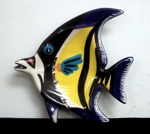 Piatto lungo firmato Ben Diller Art Pottery blu moresco idolo pesce Maui Hawaii 7" - Foto 1 di 4