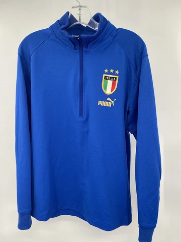 Puma Italy National Team Sweater 1/4 Zip Men's M Blue Pullover Cover