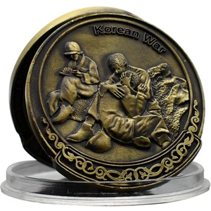 Korea War Challenge Coin Metal Vintage 1950-1953 38th Parallel Medal Military - Picture 1 of 14