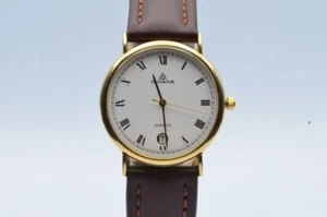 Dugena Men's Watch Steel 1 3/8in Quartz Vintage RAR with Leather Band Wrist 2 - Picture 1 of 10
