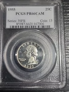 1955 PCGS PR66Cam SILVER WASHINGTON QUARTER PROOF CAMEO Free Shipping - Picture 1 of 2
