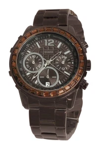 Guess U0016L4 Dazzling Sport Brown Chrono Date Dial Steel Women Watch NEW - Picture 1 of 7