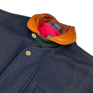 VTG Gant Men’s Wool/Leather The Flyer Bomber Varsity Jacket Navy/Brown • Large - Picture 1 of 11