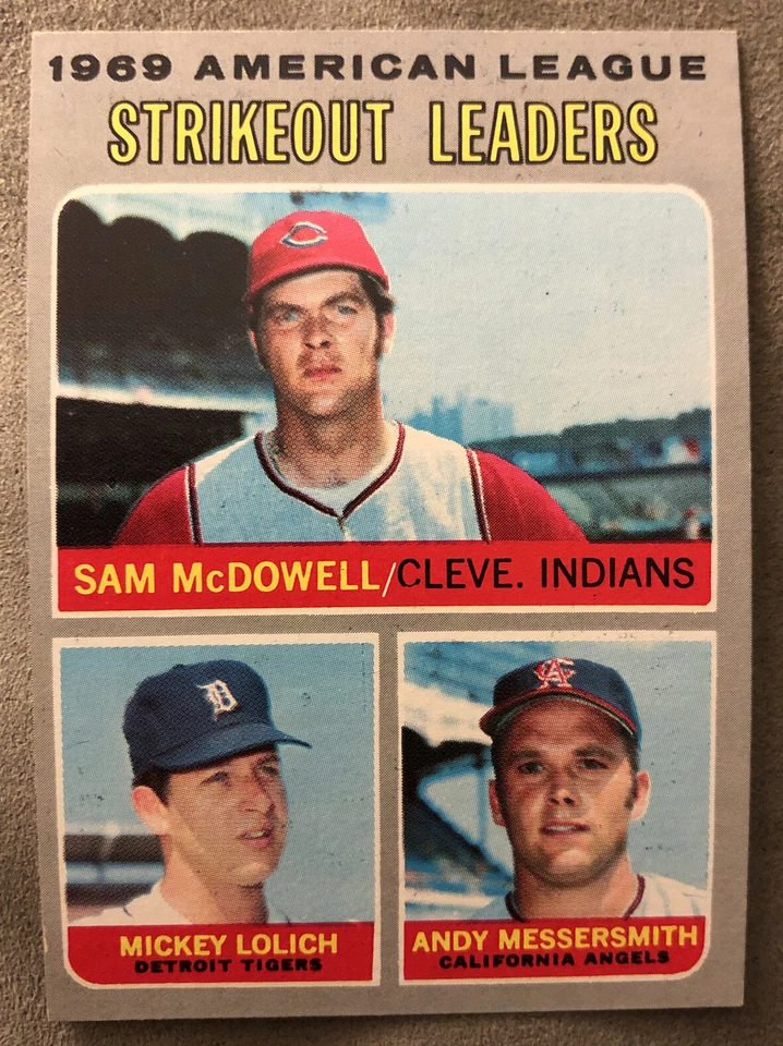 1970 Topps AL Strikeout Leaders Sam McDowell Mickey Lolich Andy Messersmith #72 - Image 1 of 2