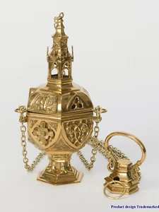 Ornate Brass Gothic Church Censer - Traditional Thurible (#21) chalice co. - Picture 1 of 12