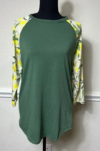 LuLaRoe Women's Top Contrasting Patterned Fabric Tee 3/4 Sleeve Plus Size Large - Picture 1 of 5