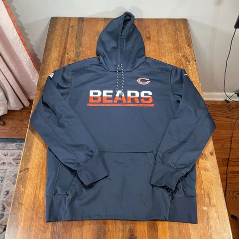 Chicago Bears Hoodie Mens Large Blue Nike ThermaFit NFL Football Sweatshirt Cover
