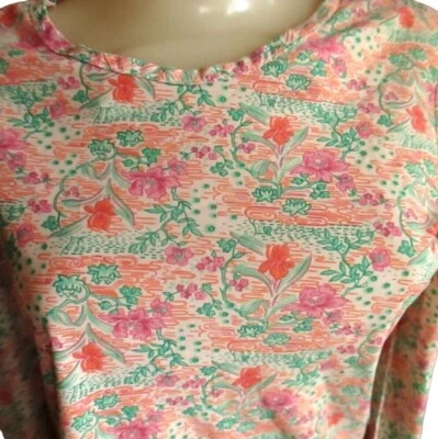 Vintage 1970s Wild Print Top T-shirt Womens Medium Nylon Stretch Green/Orange - Image 1 of 4