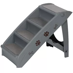 Foldable Dog Stairs Pet Stairs Dog Steps for High Beds 4 Non-slip Steps Frame - Picture 1 of 19