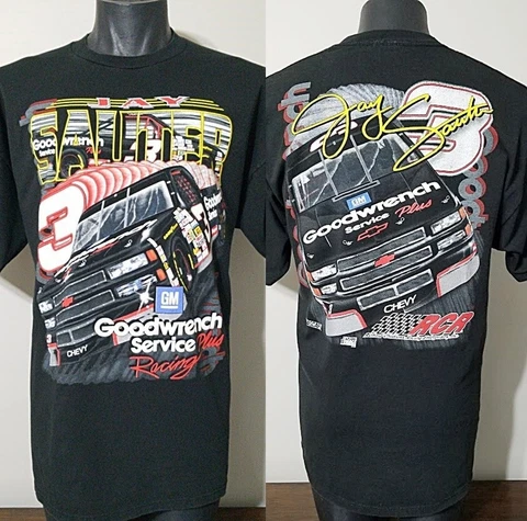 VTG 90s Jay Sauter Nascar Truck Series T-shirt XL Goodwrench #3 Double Sided Cover