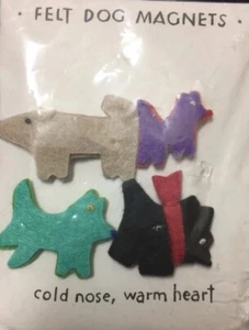 Filz Hundemagnete, 4er Set so süß!! Cold Nose, Warm Heart Natural Life NEU - Bild 1 von 2