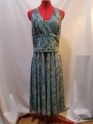 Vestido halter Evan Picone verde azulado negro. Talla 12 Foto 1 de 4