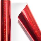 Mini Holographic Wrapping Paper Roll-46.8Sqft(17Inch*32.8Ft) Red Heart for Chris