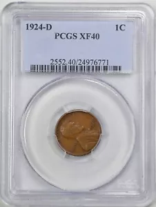 1924-D 1C Lincoln Wheat Cent XF40 PCGS 24976771 - Picture 1 of 4