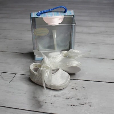 Bebé Ciervo Bebé Niña Blanco Satén Ballet Cuna Zapatos Prematuro Talla 00 Cinta Transparente Foto 1 de 4