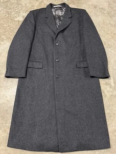 Abraham Moon Tweed Wool Overcoat Herringbone Men’s Lg Herringbone Gray Vintage - Picture 1 of 22