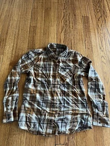 Fox Racing Flannel Boys Size Medium Brown Black Plaid Button Up Shirt - Picture 1 of 7