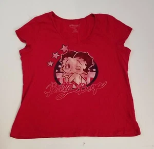 Womens Red Betty Boop V neck T Shirt Juniors 19 2x - Picture 1 of 12