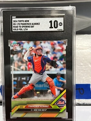 2024 Topps Now #OD-178 Francisco Alvarez New York Mets Gold Foil #/24 SGC GEM 10 - Image 1 of 2