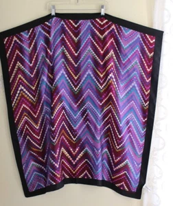Adrienne Landau Studio Exquisite Silk Scarf 34" Purples Blues Chevron - Picture 1 of 7