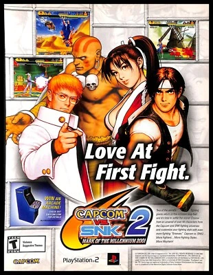2001 Capcom vs. SNK Mark of the Millennium Ретро Видеоигра ПЕЧАТНАЯ РЕКЛАМА Промо Арт - Изображение 1 из 2