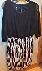 WOMENS DRESS JUNIOR SIZE 8 BLACK TOP BLACK WHITE SKIRT - Picture 1 of 7