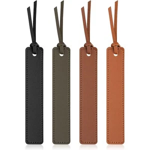 4 Pcs Leather Bookmark, Classic Stitched Bookmark, Bookmarks with Leather Rop... - Picture 1 of 7