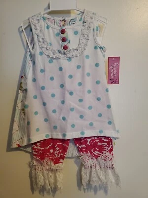Peaches 'n Cream 2 piece Outfit 3t NWT Birds Roses Summer - Image 1 of 4