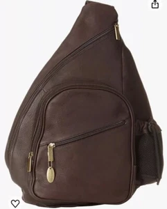 NEW David King Boston Men’s Crossbody Sling Bag Brown Leather - Picture 1 of 12