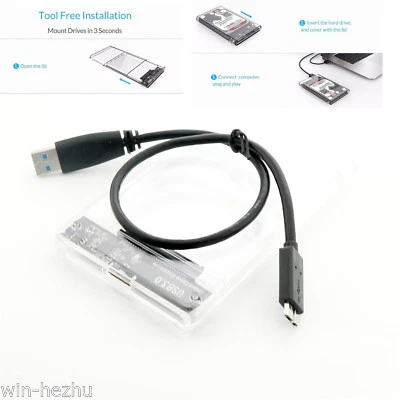 1pcs 2.5 inch Transparent USB 3.0 HDD Case Tool Free UASP Hard Drive Enclosure - Image 1 of 4
