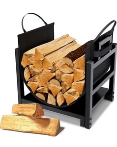 Firewood Rack Log Holder Indoor with Wood Carrier, Powder-coated Steel Modern - Picture 1 of 6