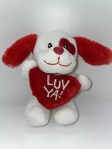 Due Dan Dee Luv Ya Cuore Bianco e Rosso Cane 6" Peluche Raggruppamento Orso Marrone Cuore - Foto 1 di 7